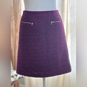 NWT LOFT Purple & Pink Tweed Mini Pencil Skirt Lined Size 2P